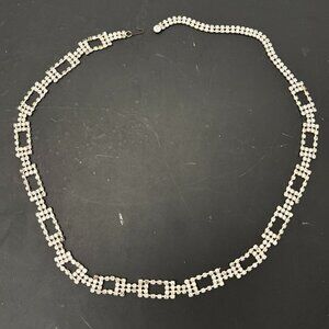 Vintage Rhinestone Evening Belt 1950s Hook Closure 36.5 inches